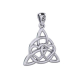 Enchantment Sterling Silver Double Hearts Connected with Magic Celtic Triquetra Pendant - TPD6194 by Peter Stone - Jewelry
