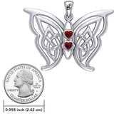 Enchantment Sterling Silver Celtic Sora Butterfly Pendant with unconditionally love heart shape Gemstone by Peter Stone TPD6203 - Jewelry
