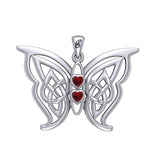 Enchantment Sterling Silver Celtic Sora Butterfly Pendant with unconditionally love heart shape Gemstone by Peter Stone TPD6203