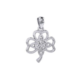 Celtic Shamrock and Four-Point Knots Sterling Silver Pendant - Intricate Connections by Peter Stone Jewelry TPD6206