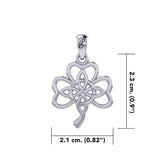 Celtic Shamrock and Four-Point Knots Sterling Silver Pendant - Intricate Connections by Peter Stone Jewelry TPD6206