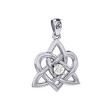 Peter Stone Jewelry: Sterling Silver Triquetra Celtic Heart Pendant with Gemstone – A Meaningful and Elegant Symbolic Necklace for Timeless Beauty TPD6207