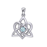 Peter Stone Jewelry: Sterling Silver Triquetra Celtic Heart Pendant with Gemstone – A Meaningful and Elegant Symbolic Necklace for Timeless Beauty TPD6207 - Jewelry