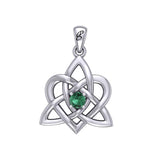 Peter Stone Jewelry: Sterling Silver Triquetra Celtic Heart Pendant with Gemstone – A Meaningful and Elegant Symbolic Necklace for Timeless Beauty TPD6207 - Jewelry