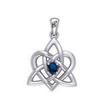 Peter Stone Jewelry: Sterling Silver Triquetra Celtic Heart Pendant with Gemstone – A Meaningful and Elegant Symbolic Necklace for Timeless Beauty TPD6207