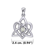 Peter Stone Jewelry: Sterling Silver Triquetra Celtic Heart Pendant with Gemstone – A Meaningful and Elegant Symbolic Necklace for Timeless Beauty TPD6207 - Jewelry
