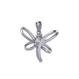 Serenity Soars: Eternal Dragonfly Sterling Silver Pendant with Oval Gemstone Connection by Peter Stone Jewelry - Inspiring Your Journey to Success TPD6212