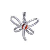 Serenity Soars: Eternal Dragonfly Sterling Silver Pendant with Oval Gemstone Connection by Peter Stone Jewelry - Inspiring Your Journey to Success TPD6212