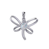 Serenity Soars: Eternal Dragonfly Sterling Silver Pendant with Oval Gemstone Connection by Peter Stone Jewelry - Inspiring Your Journey to Success TPD6212