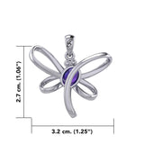 Serenity Soars: Eternal Dragonfly Sterling Silver Pendant with Oval Gemstone Connection by Peter Stone Jewelry - Inspiring Your Journey to Success TPD6212