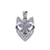 Celtic Wolf Spirit with Meaningful Gemstone Sterling Silver Pendant – Mystical Symbol of Spiritual Connection and Strength by Peter Stone Jewelry TPD6213 - Jewelry