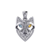 Celtic Wolf Spirit with Meaningful Gemstone Sterling Silver Pendant – Mystical Symbol of Spiritual Connection and Strength by Peter Stone Jewelry TPD6213