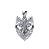 Celtic Wolf Spirit with Meaningful Gemstone Sterling Silver Pendant – Mystical Symbol of Spiritual Connection and Strength by Peter Stone Jewelry TPD6213