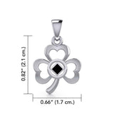 Shamrock Silver Pendant with Inlaid NA Recovery Symbol TPD6239 - Wholesale Jewelry