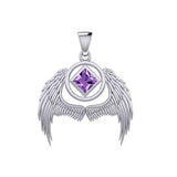 Angel Wings NA Recovery Sterling Silver Pendant with Gemstone TPD6242