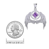 Angel Wings NA Recovery Silver Pendant with Gemstone TPD6242 - Wholesale Jewelry