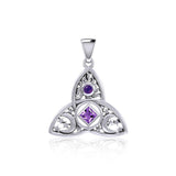 Celtic Trinity Knot NA Recovery and Celestial Sterling Silver Pendant with Gemstone TPD6243