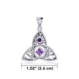 Celtic Trinity Knot NA Recovery and Celestial Silver Pendant with Gemstone TPD6243 - Wholesale Jewelry