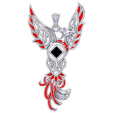 Celtic Phoenix NA Recovery Sterling Silver Pendant with Red Enamel and Genuine Black Onyx TPD6245