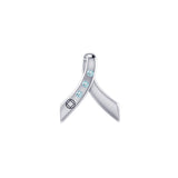 Ribbon with NA Recovery Symbol Sterling Silver Slider Pendant with Gems TPD6311