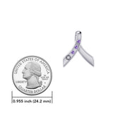 Ribbon with NA Recovery Symbol Sterling Silver Slider Pendant with Gems TPD6311