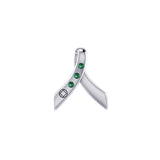 Ribbon with NA Recovery Symbol Sterling Silver Slider Pendant with Gems TPD6311