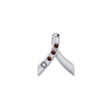 Ribbon with NA Recovery Symbol Sterling Silver Slider Pendant with Gems TPD6311