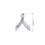 Ribbon with NA Recovery Symbol Sterling Silver Slider Pendant with Gems TPD6311
