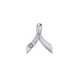 Ribbon with NA Recovery Symbol Sterling Silver Slider Pendant with Gems TPD6311