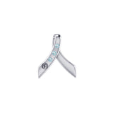 Ribbon with NA Recovery Symbol Sterling Silver Slider Pendant with Gems TPD6313