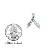 Ribbon with NA Recovery Symbol Sterling Silver Slider Pendant with Gems TPD6313