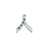 Ribbon with NA Recovery Symbol Sterling Silver Slider Pendant with Gems TPD6313