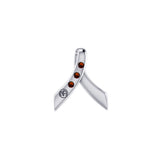 Ribbon with NA Recovery Symbol Sterling Silver Slider Pendant with Gems TPD6313