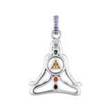 Sterling Silver Healing Chakra Pendant With Recovery Triangle and Mixed Color Gemstone TPD6340