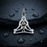 Sterling Silver Healing Chakra Pendant With Recovery Triangle and Mixed Color Gemstone TPD6340