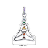 Sterling Silver Healing Chakra Pendant With Recovery Triangle and Mixed Color Gemstone TPD6340