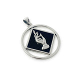 NA Recovery Symbol Christogram Sterling Silver Pendant With Black Enamel For Recovery Support Jewelry