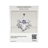 Celtic Thistle Sterling Silver Pendant with Gemstone TPD6394