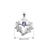 Celtic Thistle Sterling Silver Pendant with Gemstone TPD6394