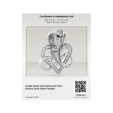 Double Snake with Infinity and Heart Sterling Silver Slider Pendant TPD6419