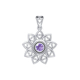 The Flower of Unity Sterling Silver Pendant with Gemstone TPD6420