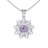 The Flower of Unity Sterling Silver Pendant with Gemstone TPD6420