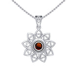 The Flower of Unity Sterling Silver Pendant with Gemstone TPD6420