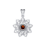 The Flower of Unity Sterling Silver Pendant with Gemstone TPD6420