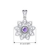 The Flower of Unity Sterling Silver Pendant with Gemstone TPD6420