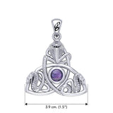 Triple Snake with Celtic Trinity Knot Sterling Silver Pendant with Gem TPD6426