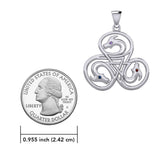 Dragon with Triskele Silver Pendant with Gemstone TPD6439
