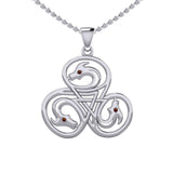 Dragon with Triskele Silver Pendant with Gemstone TPD6439