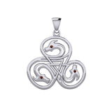 Dragon with Triskele Silver Pendant with Gemstone TPD6439