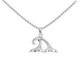 Double Whale Tails in Wave Sterling Silver Pendant TPD6440